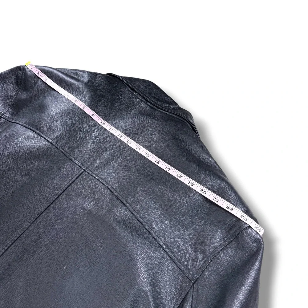 VTG Hind Leather Jacket Mens 3XL Black‎ Genuine Leather Faux Fur Lined Coat